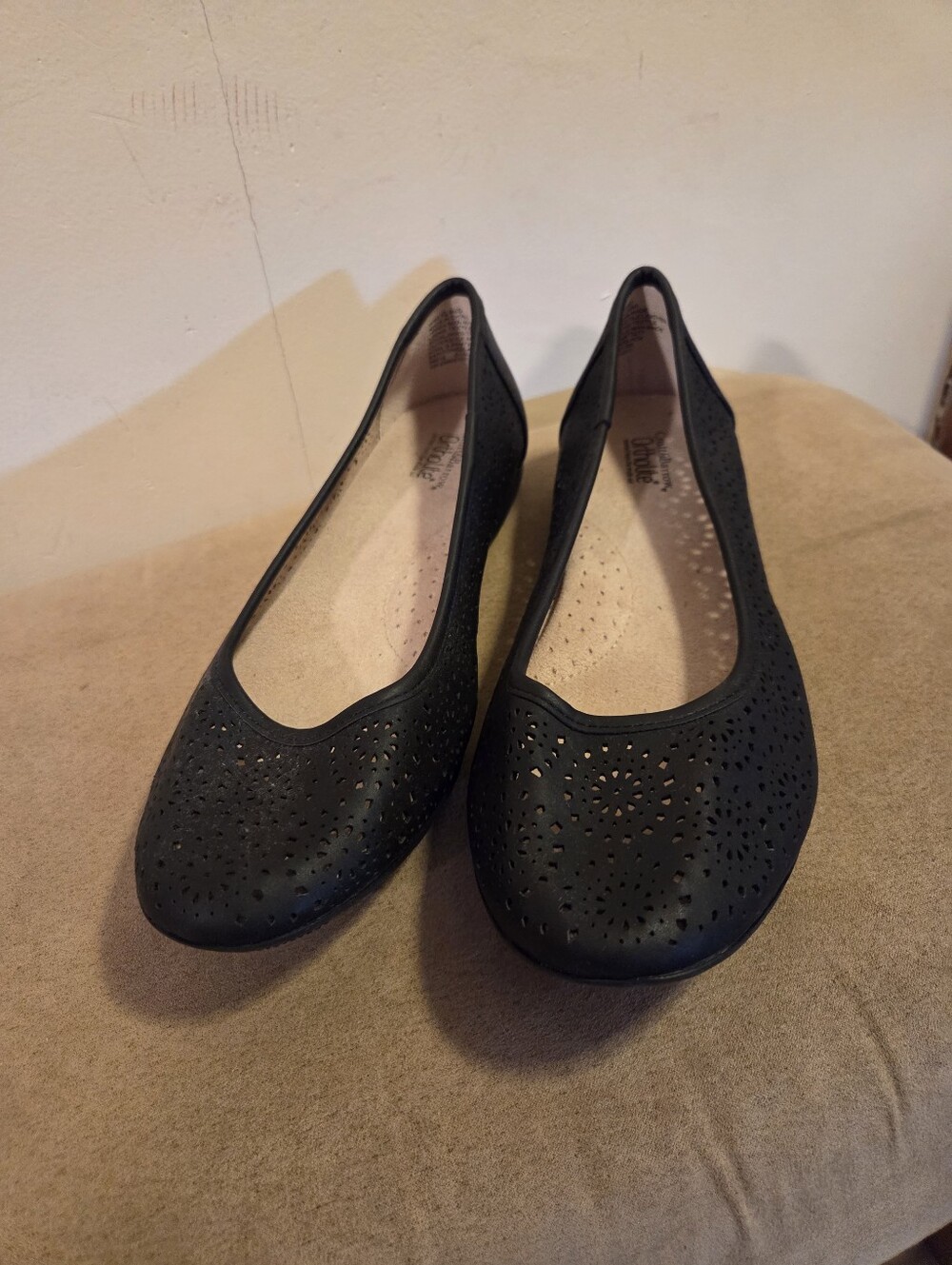 croft & barrow Black Laser-Cut Ballet Flats